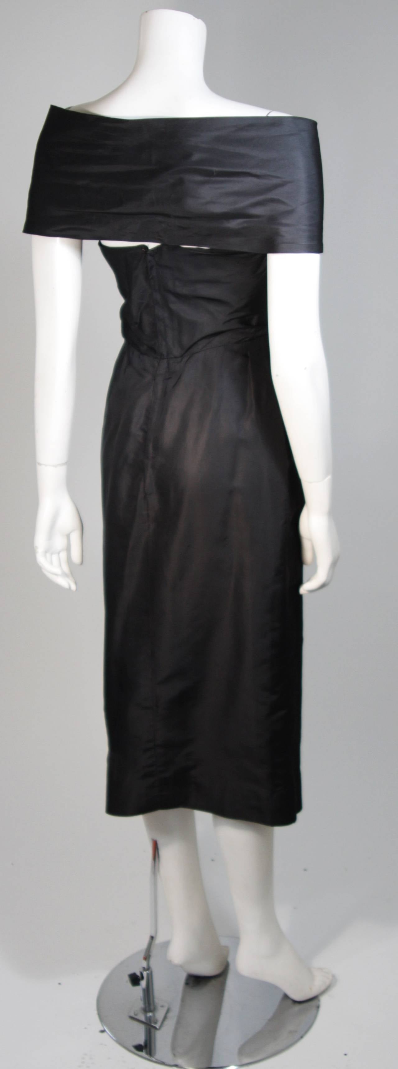 Ceil Chapman Black Cocktail Dress with Draped Detail Size Small For Sale 1