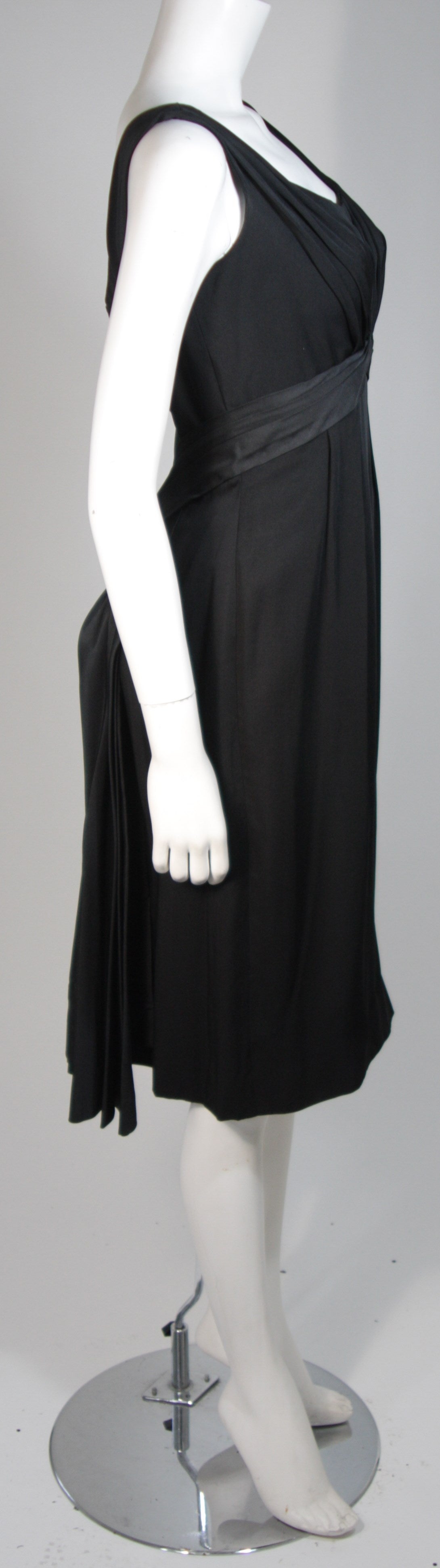 Women's Ceil Chapman 1950's Black Cocktail Draped Cocktail Dress Size S For Sale
