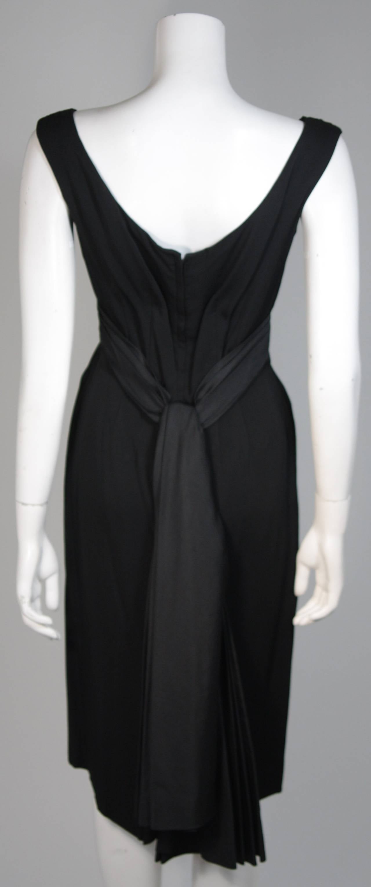 Ceil Chapman 1950's Black Cocktail Draped Cocktail Dress Size S For Sale 4