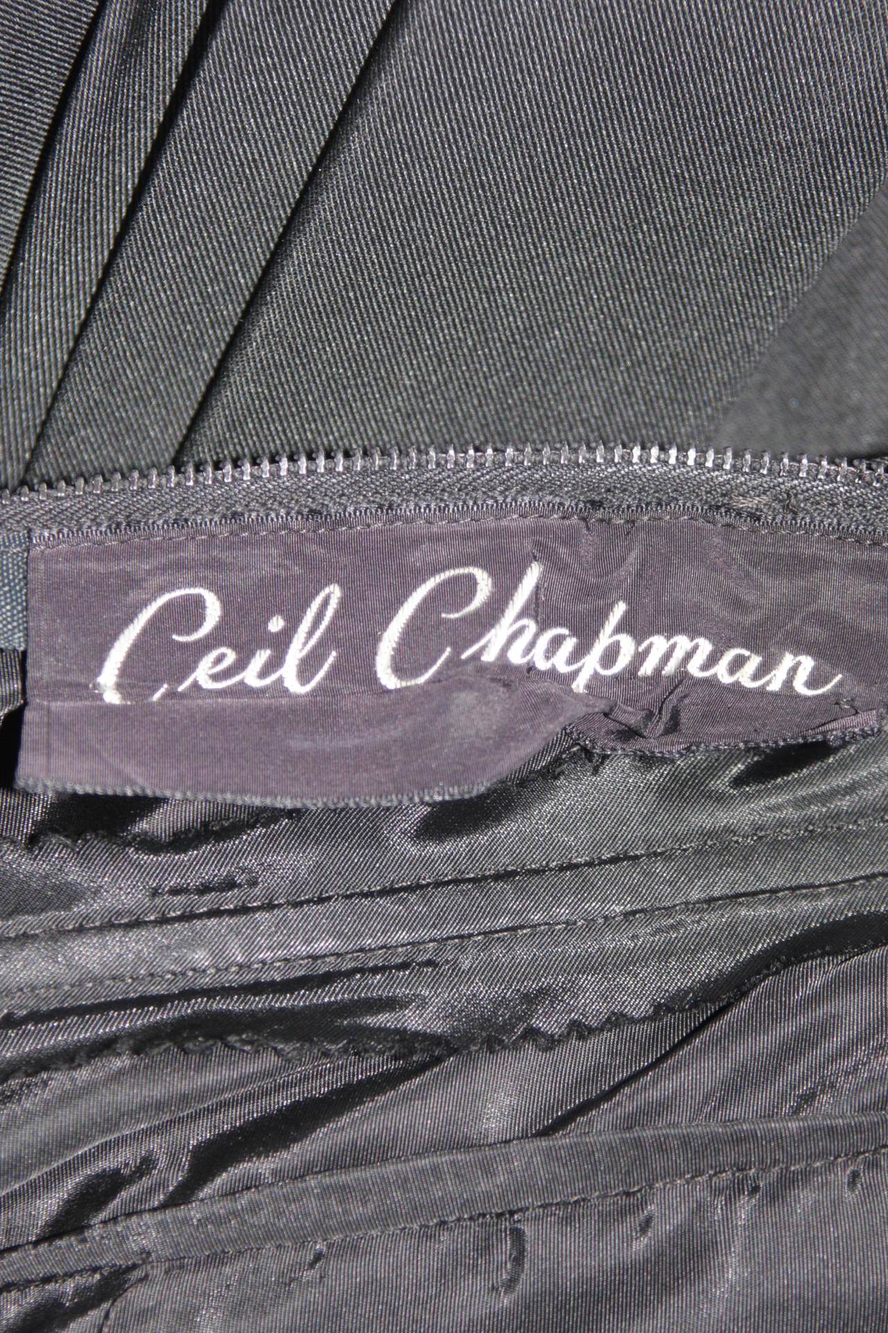 Ceil Chapman 1950's Black Cocktail Draped Cocktail Dress Size S For Sale 5