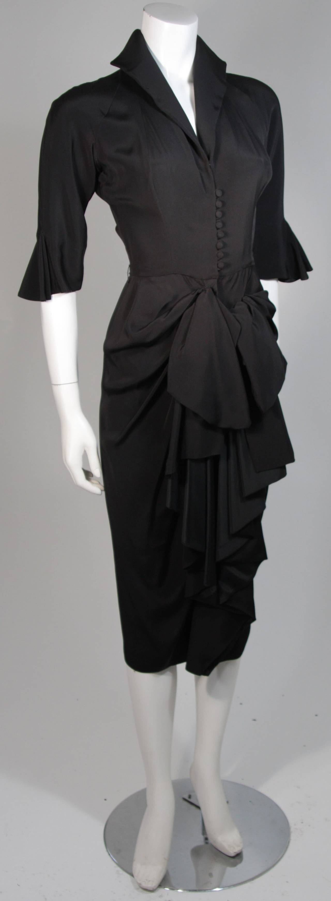 Noir Ceil Chapman - Robe de cocktail noire avec nœud papillon, taille XS en vente