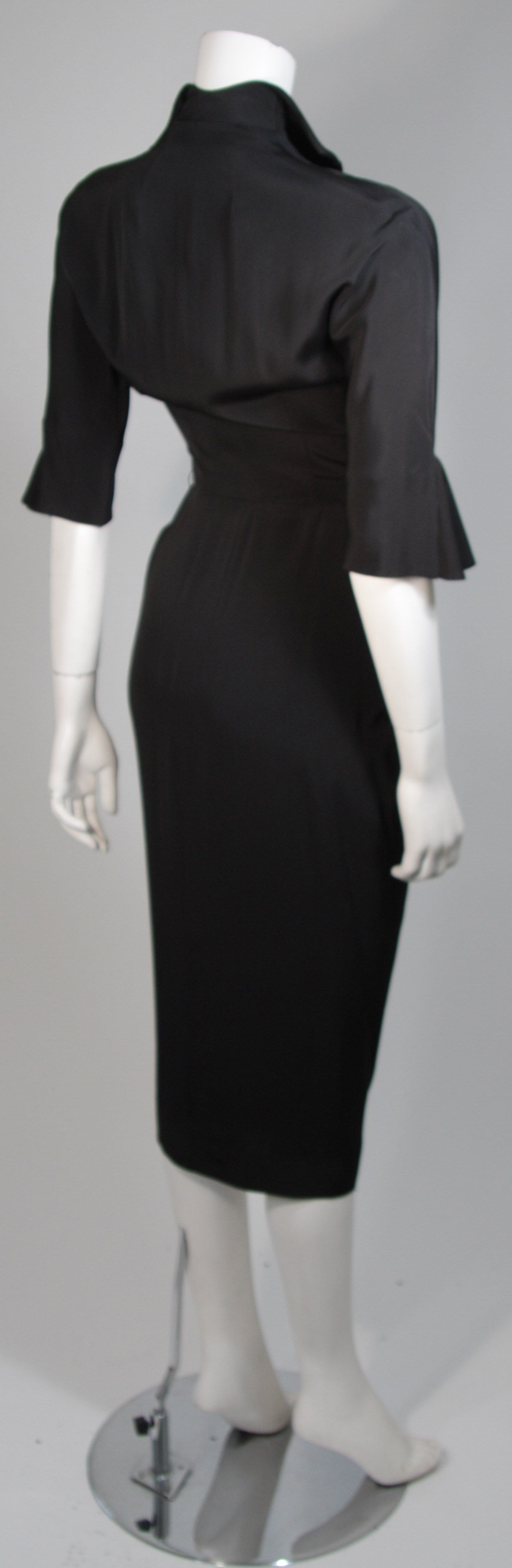 Ceil Chapman Black Cocktail Gown with Bow Detail Size XS For Sale 1