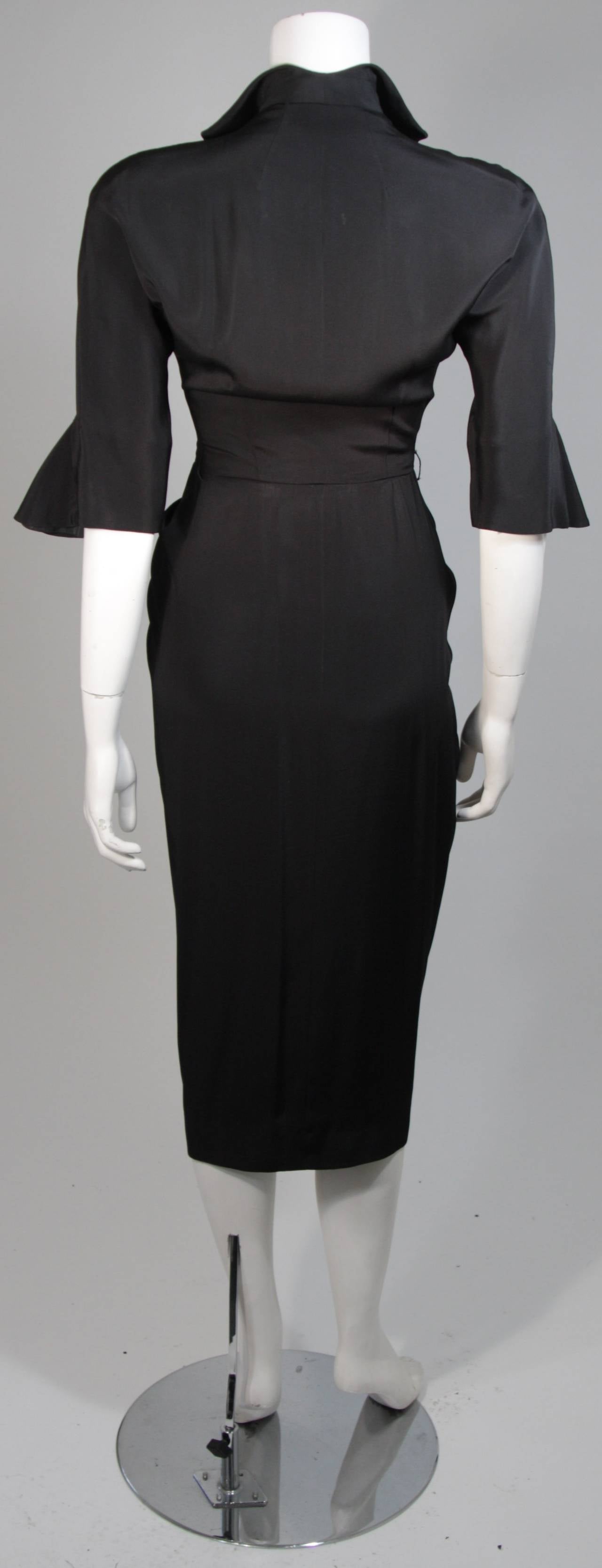 Ceil Chapman - Robe de cocktail noire avec nœud papillon, taille XS en vente 3