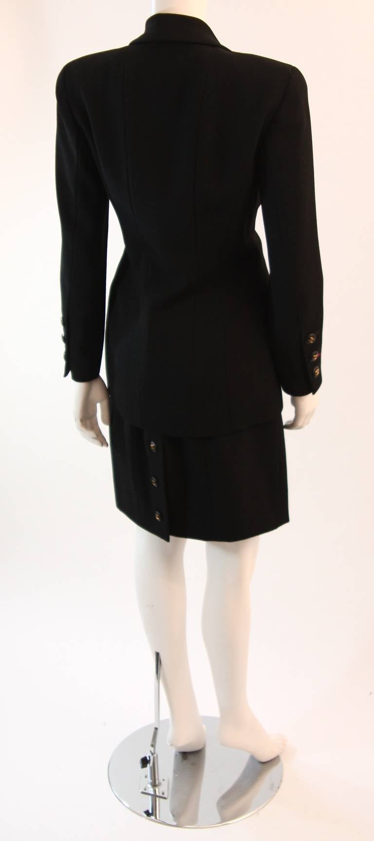 Marvelous Chanel Black Shawl Neck Skirt Suit Size 42 2
