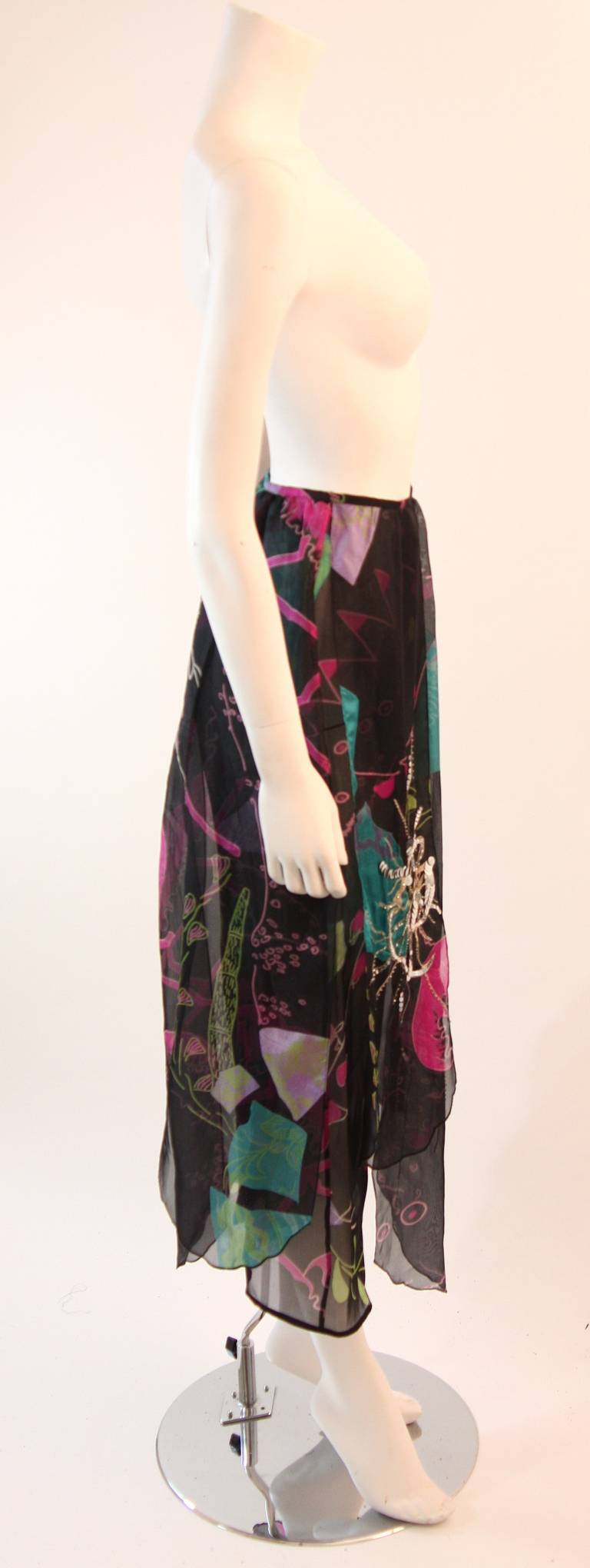 Women's Sensational Christian Lacroix Silk Tropical Pants with Overlay Size 36