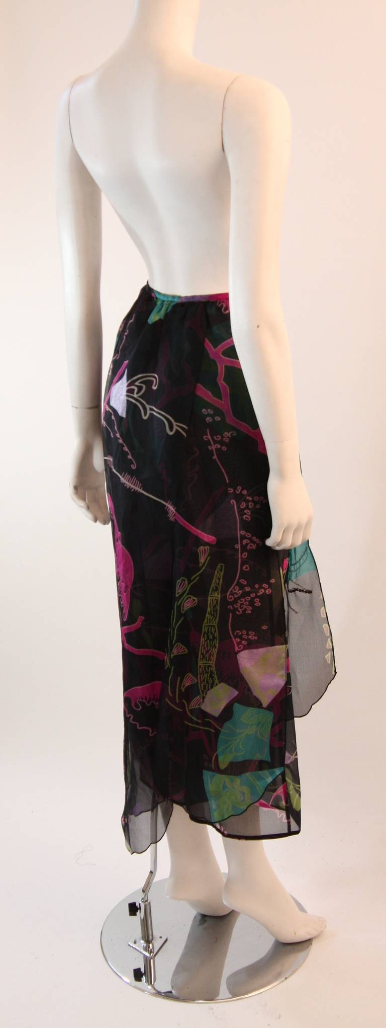 Sensational Christian Lacroix Silk Tropical Pants with Overlay Size 36 1