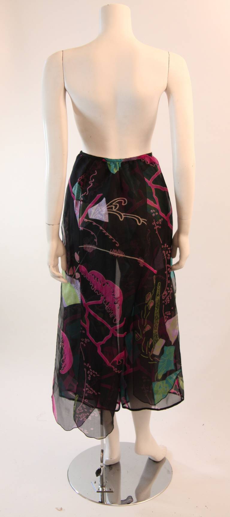 Sensational Christian Lacroix Silk Tropical Pants with Overlay Size 36 2