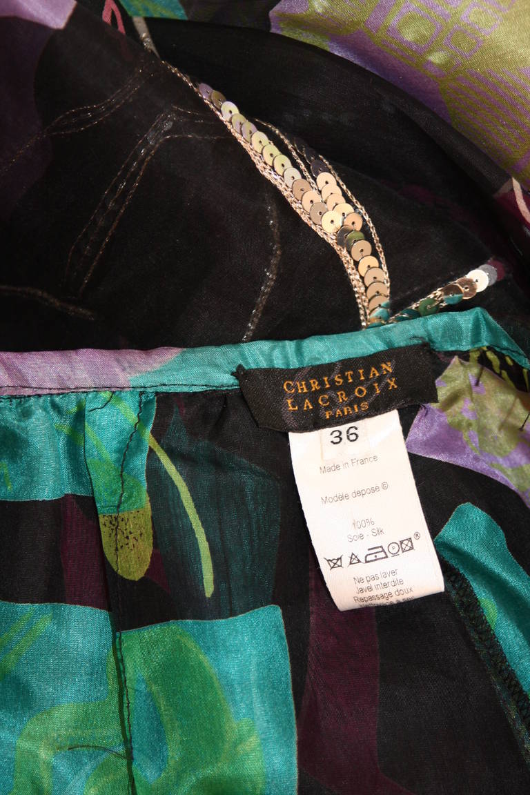 Sensational Christian Lacroix Silk Tropical Pants with Overlay Size 36 4