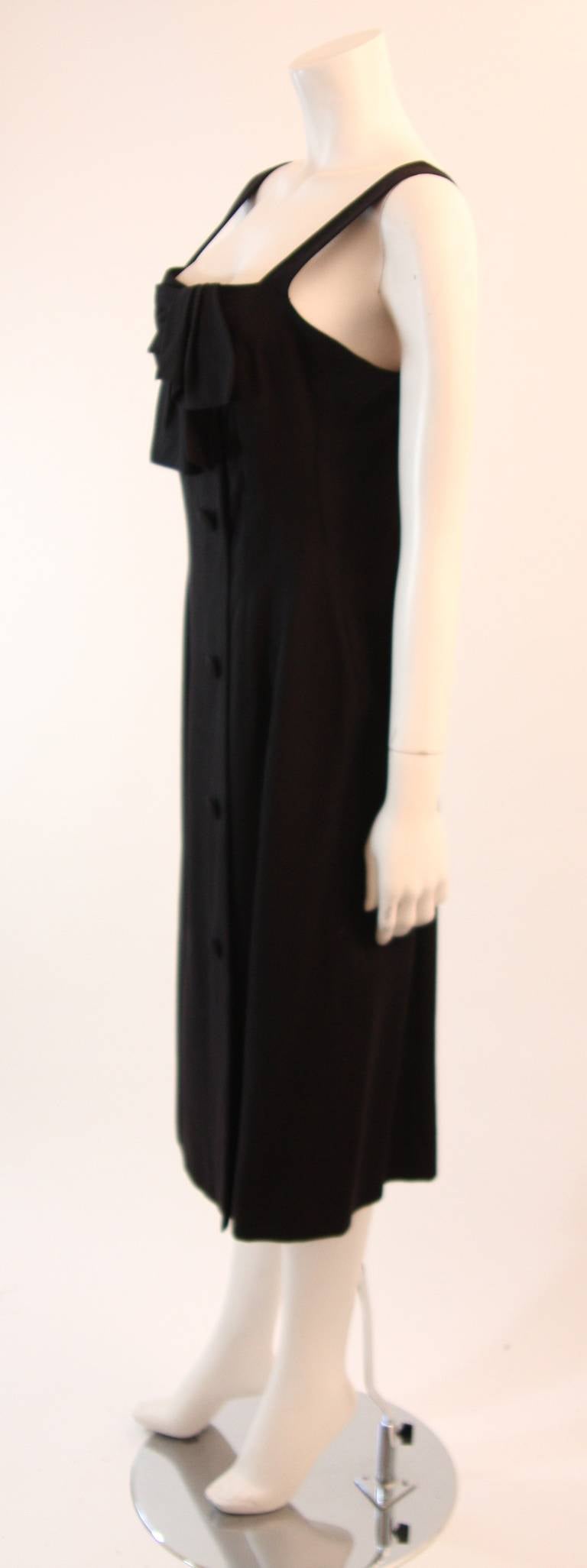  Pierre Balmain 'Couture' Black Linen Dress with Bow Accent For Sale 3