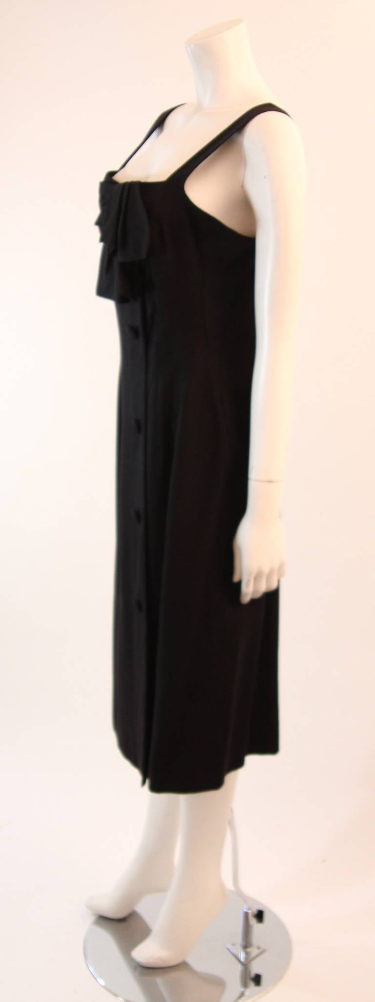 Pierre Balmain 'Couture' Black Linen Dress with Bow Accent For Sale 3