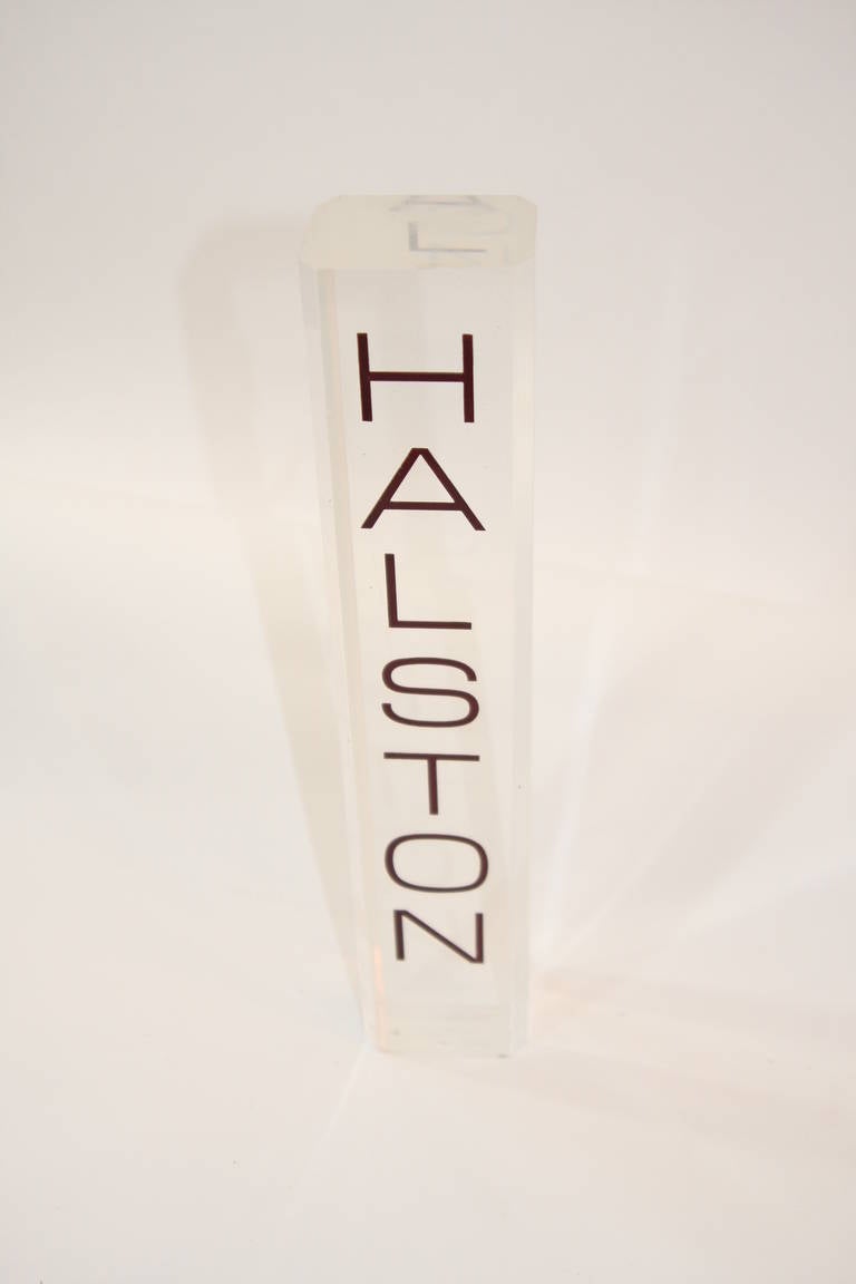 This is a Halston 1970's translucent Lucite 