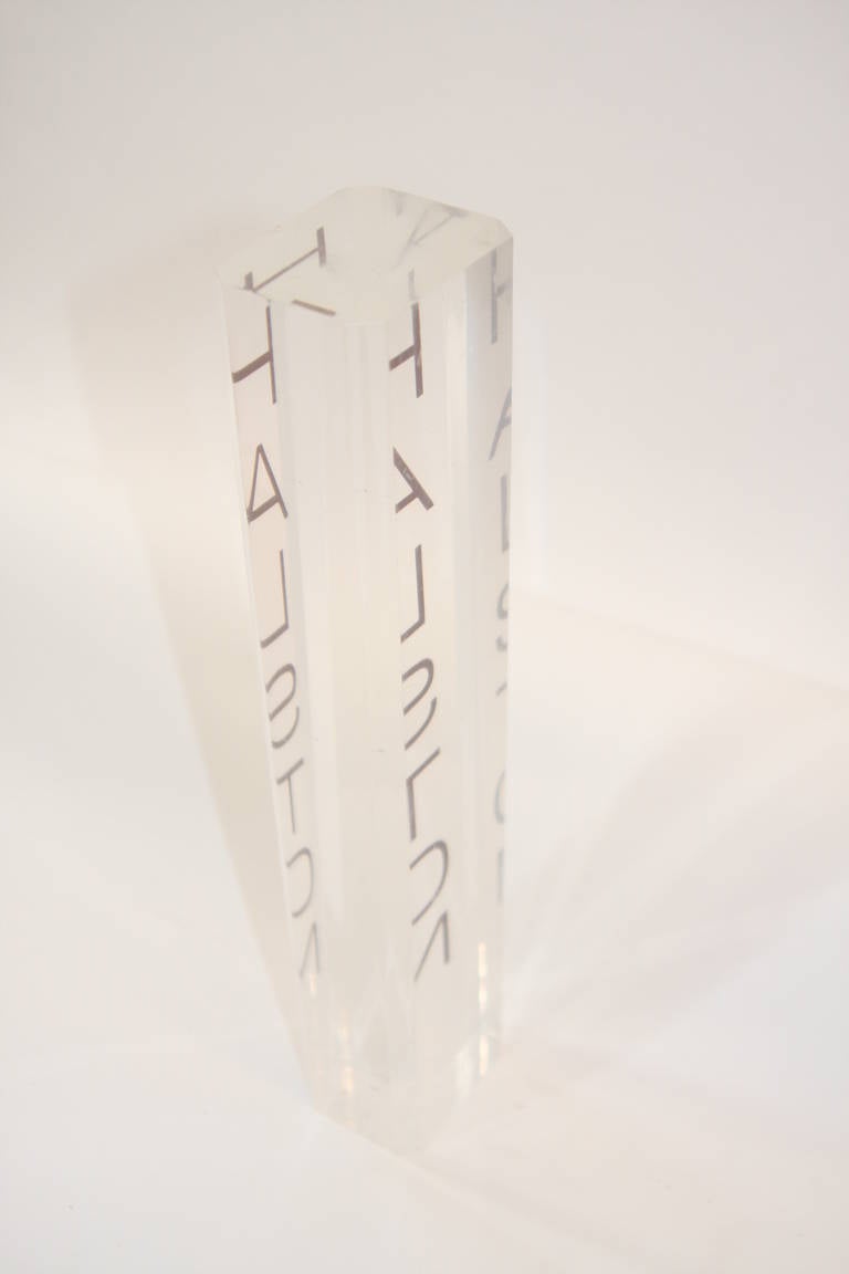 Fabulous Halston 1970's Translucent Lucite Point of Sale Tall Cube In Excellent Condition In Los Angeles, CA