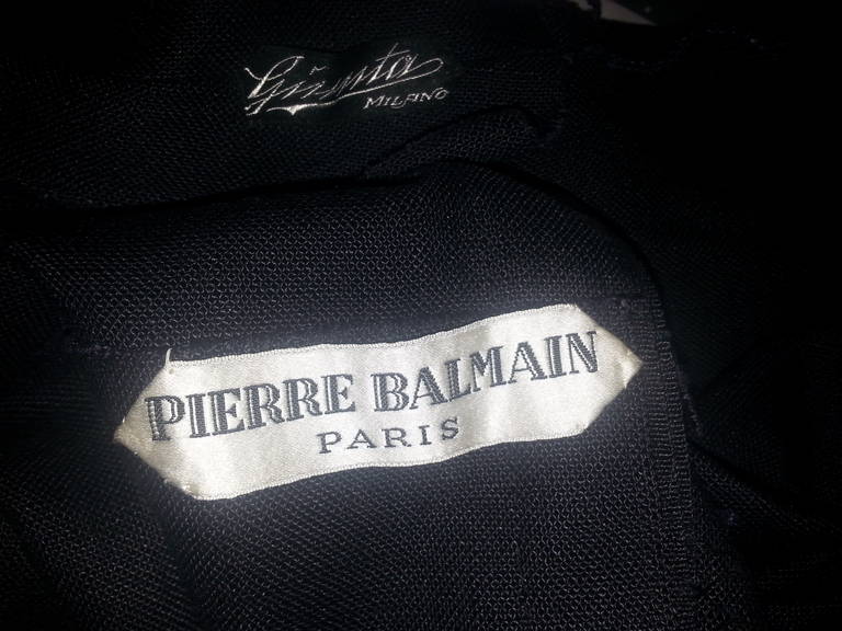  Pierre Balmain 'Couture' Black Linen Dress with Bow Accent For Sale 6