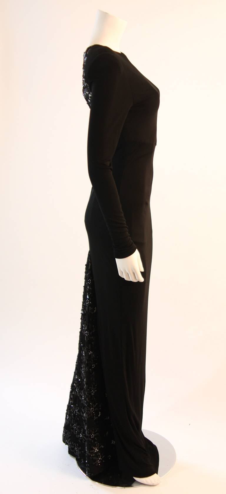 Women's Gorgeous Vicky Tiel Sequined Lace Black Gown Size 38