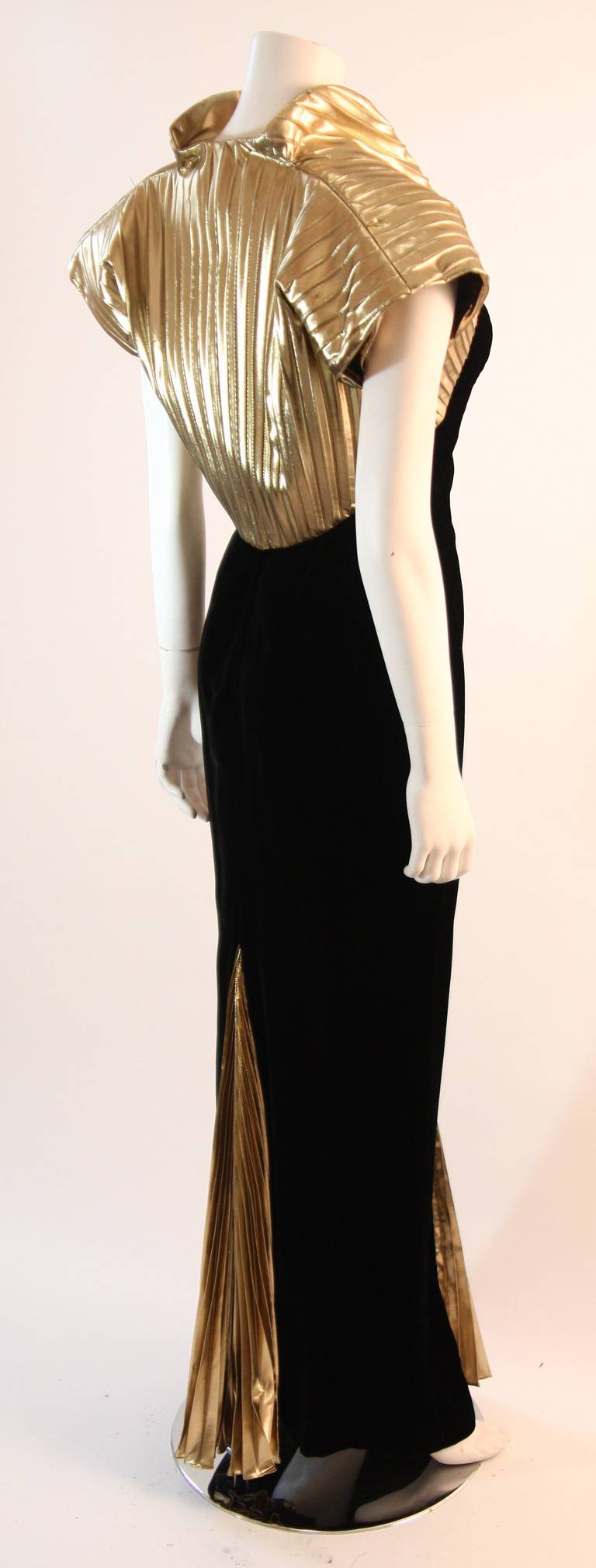 Vicky Tiel Black Velvet and Gold Cleopatra Gown with Bolero 1