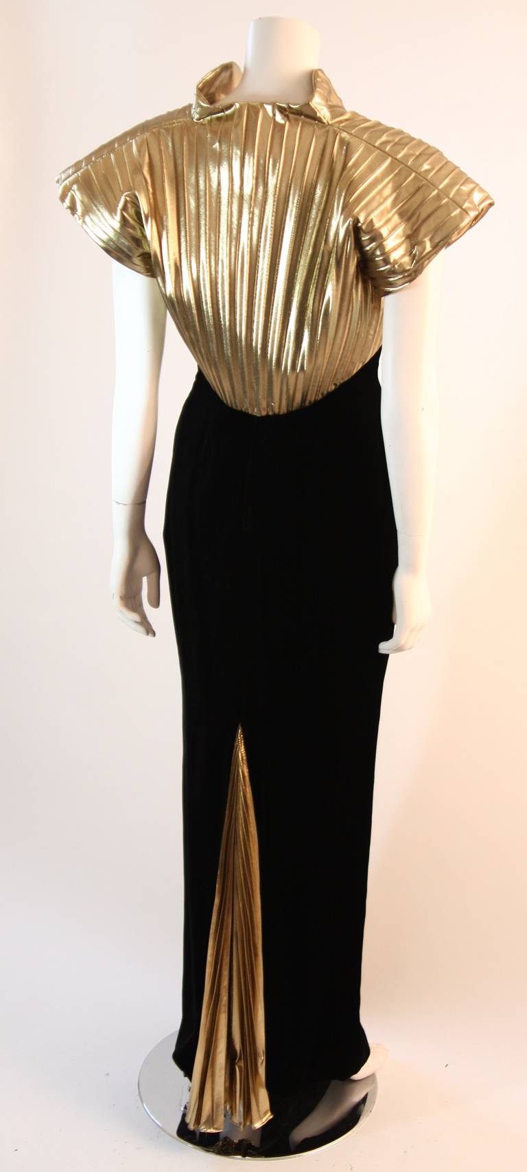 Vicky Tiel Black Velvet and Gold Cleopatra Gown with Bolero 2