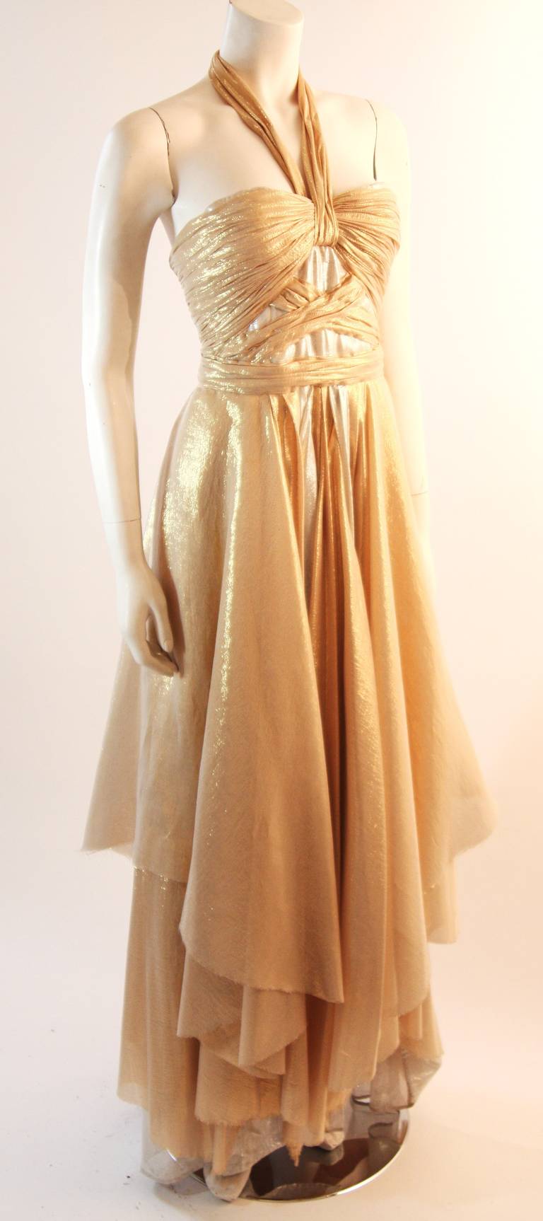 Elizabeth Mason Gold Lame Custom Couture Gown For Sale at 1stDibs ...