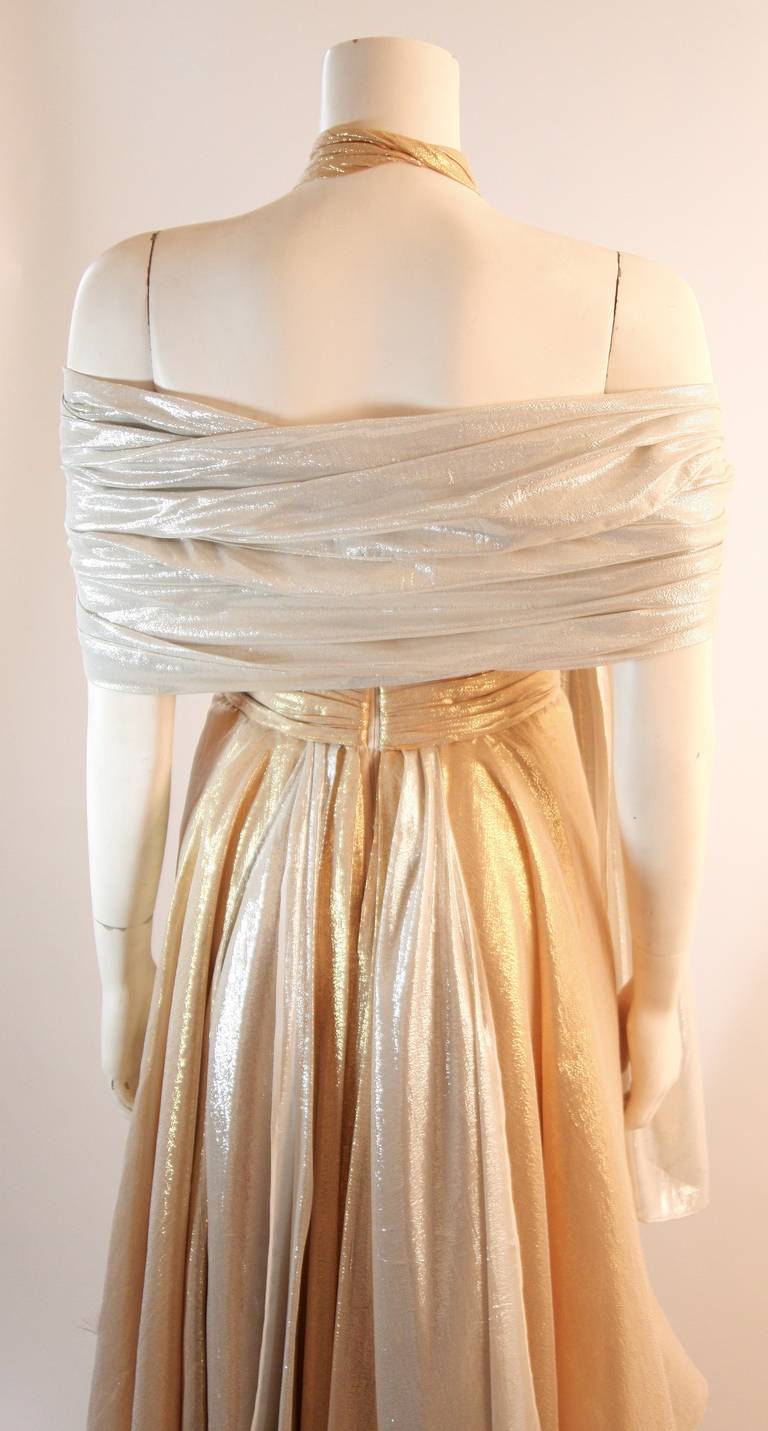 Women's Elizabeth Mason Gold Lame Custom Couture Gown For Sale