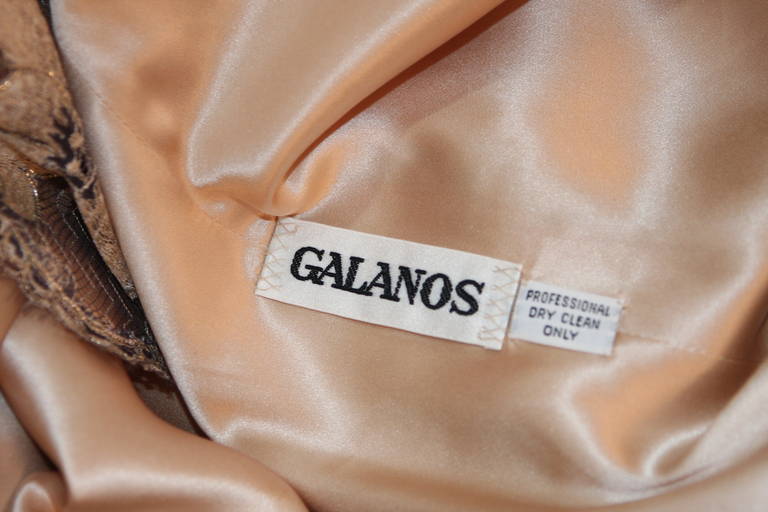 Galanos Beautiful Silk and Lace Criss Cross Cocktail Gown 4