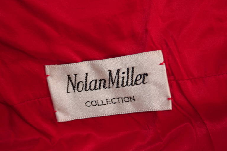 Stunning Nolan Miller Cardinal Red Tufted Silk Gown For Sale 2