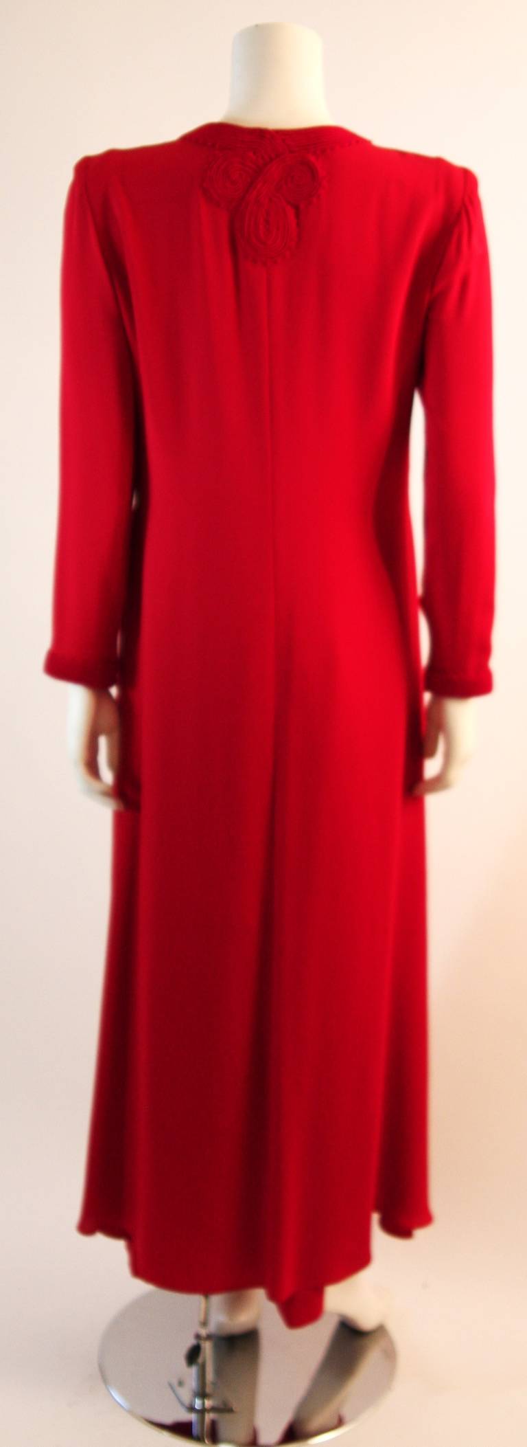 Women's Oscar De La Renta Kaftan Inspired Red Silk Two Piece Pant Suit
