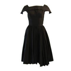 Lovely 1950's Galanos Black Boat Neck Dress 5