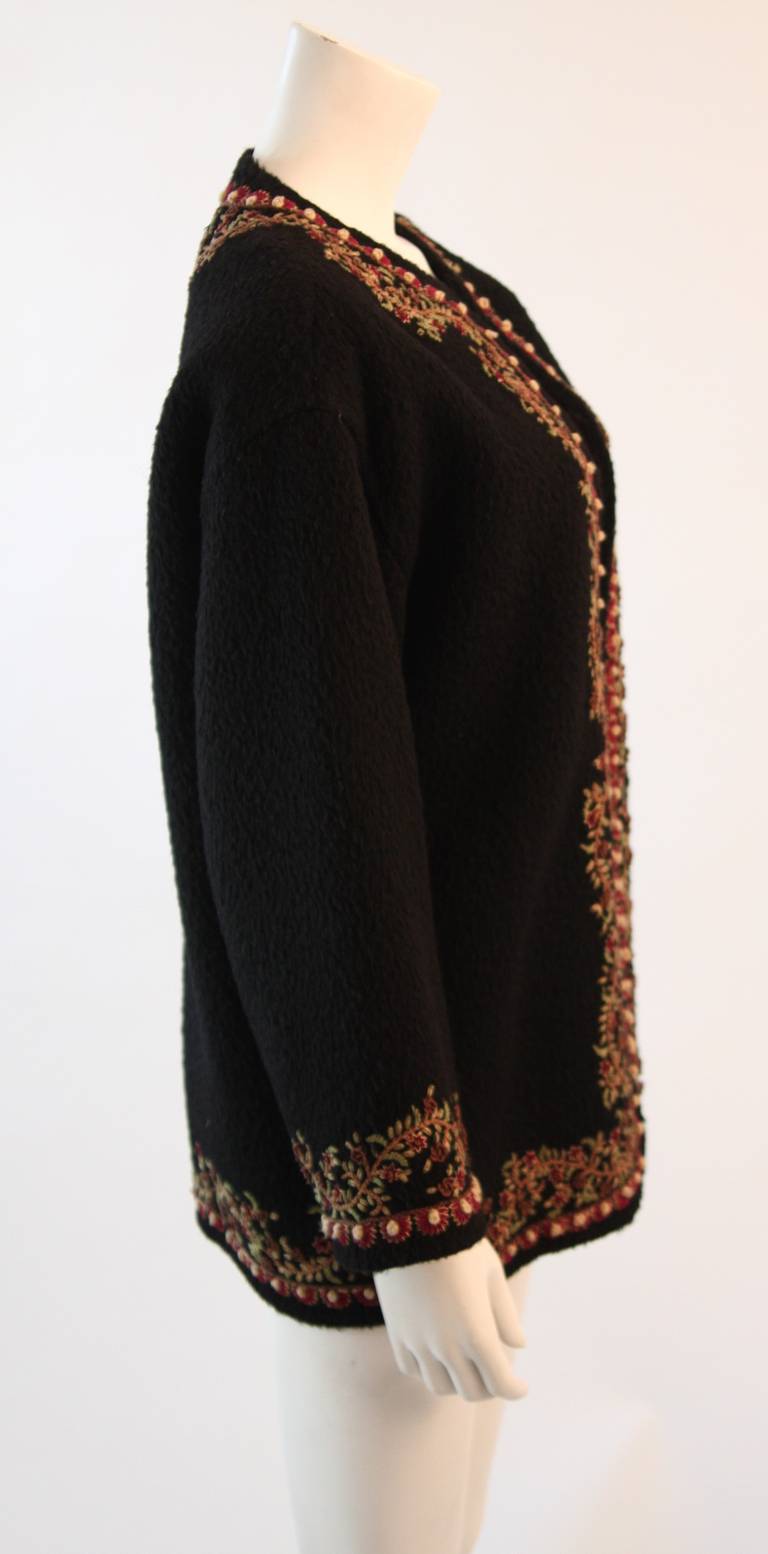 Oscar De La Renta Alpaca Wool Blend Embroidered Sweater Size 10 1