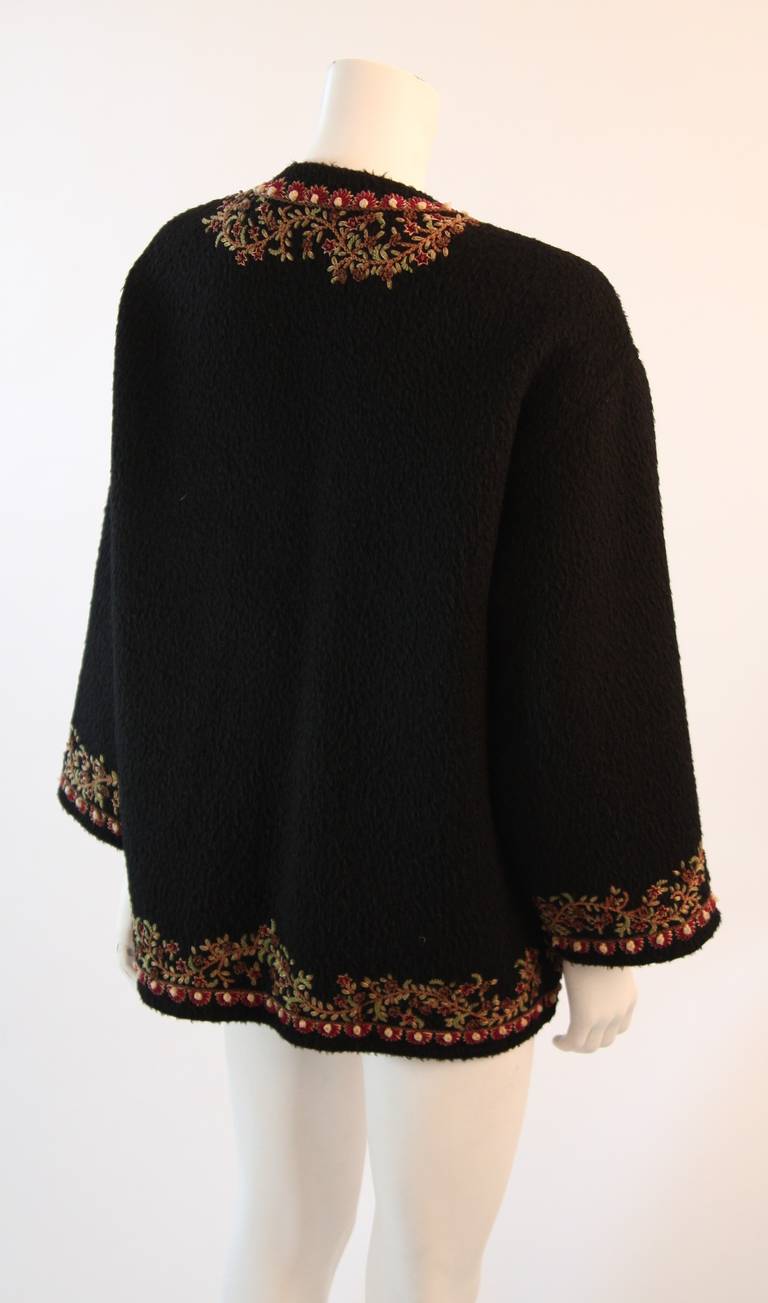 Oscar De La Renta Alpaca Wool Blend Embroidered Sweater Size 10 2