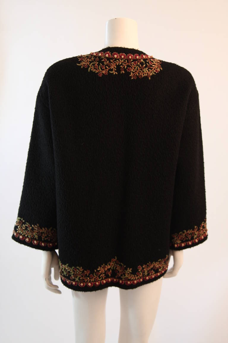 Oscar De La Renta Alpaca Wool Blend Embroidered Sweater Size 10 3