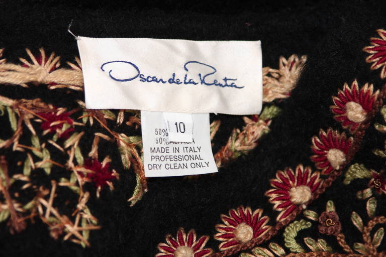 Oscar De La Renta Alpaca Wool Blend Embroidered Sweater Size 10 5