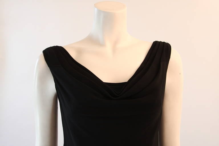 Dorothy O'Hara Black Silk Crepe Gown with Drape front split back design In Excellent Condition For Sale In Los Angeles, CA