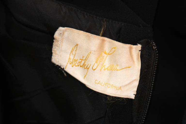 Dorothy O'Hara Black Silk Crepe Gown with Drape front split back design For Sale 5