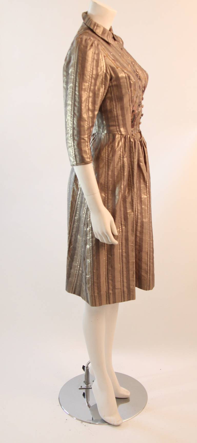 Women's Caroline Charles London Metallic Embroidered rhinestone Dress Size 8
