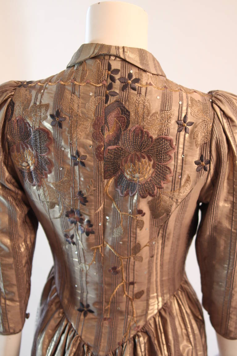 Caroline Charles London Metallic Embroidered rhinestone Dress Size 8 4