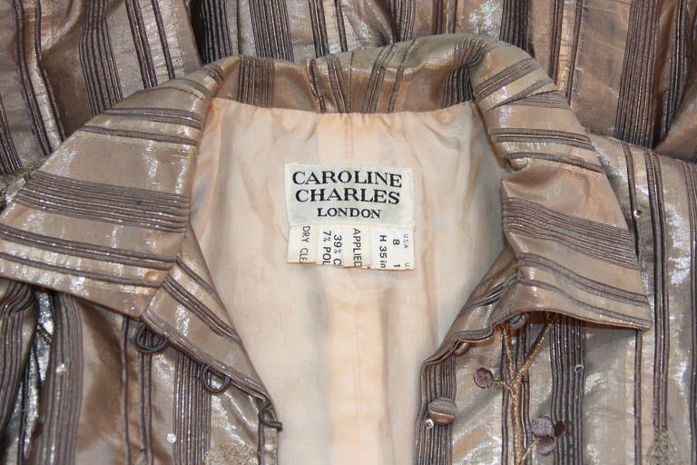 Caroline Charles London Metallic Embroidered rhinestone Dress Size 8 5