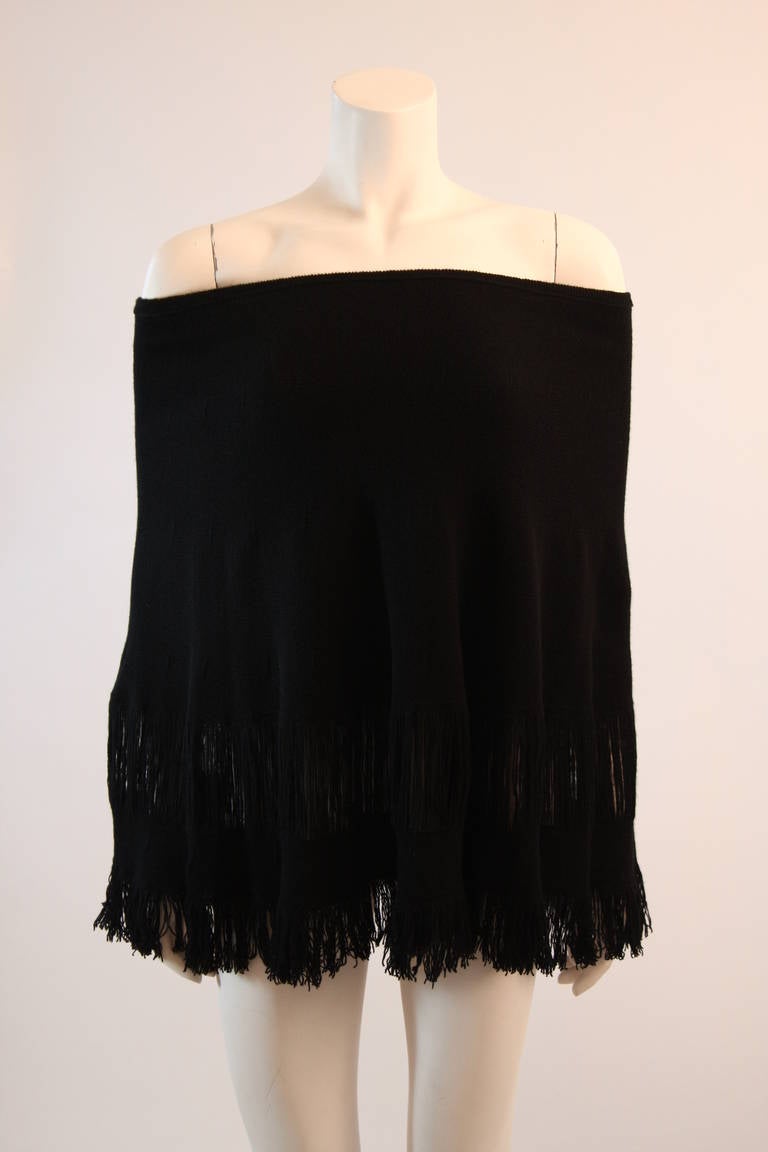 Black Gucci Cashmere Skirt Shawl with Fringe Size M