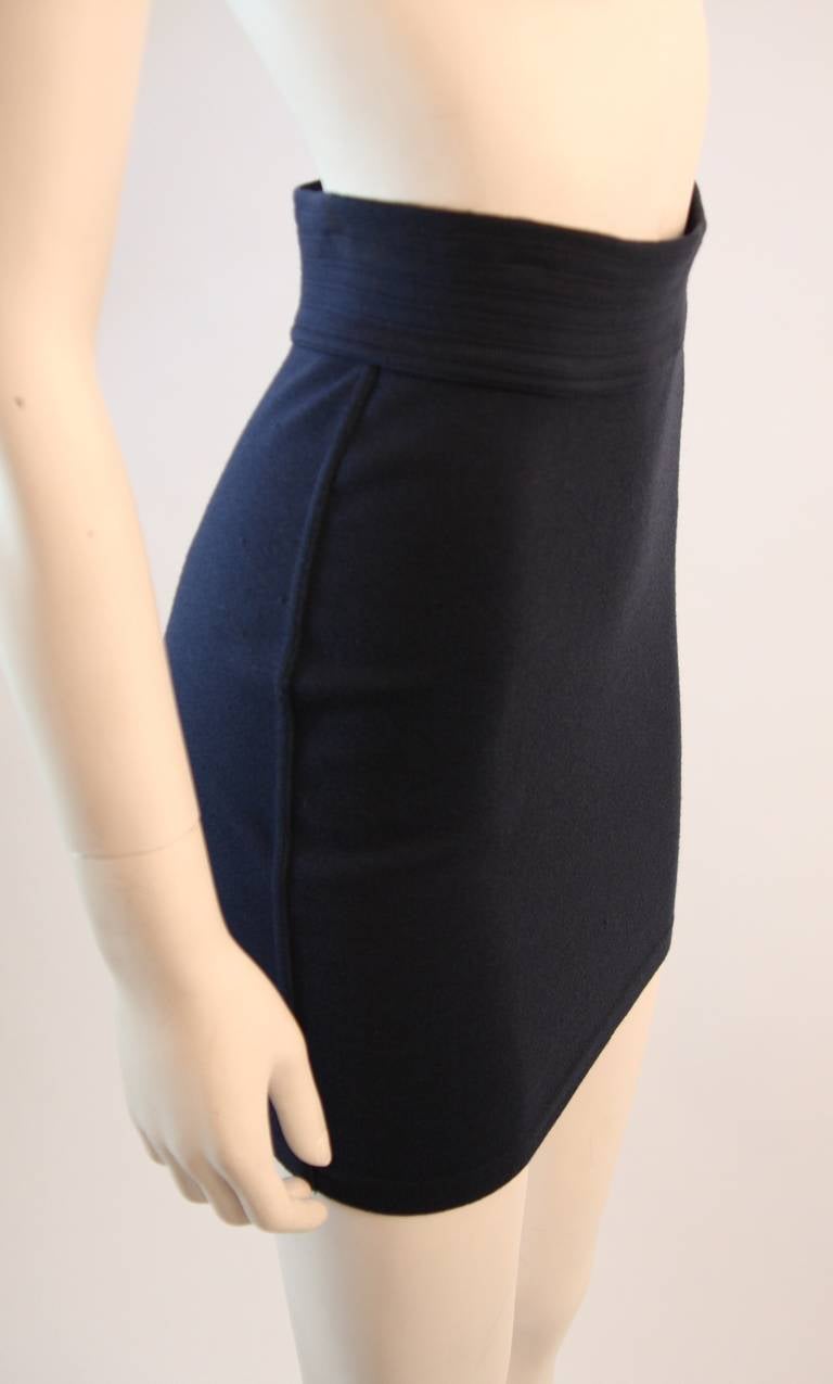 Alaia Classic Navy Stretch Mini Skirt Size M 2