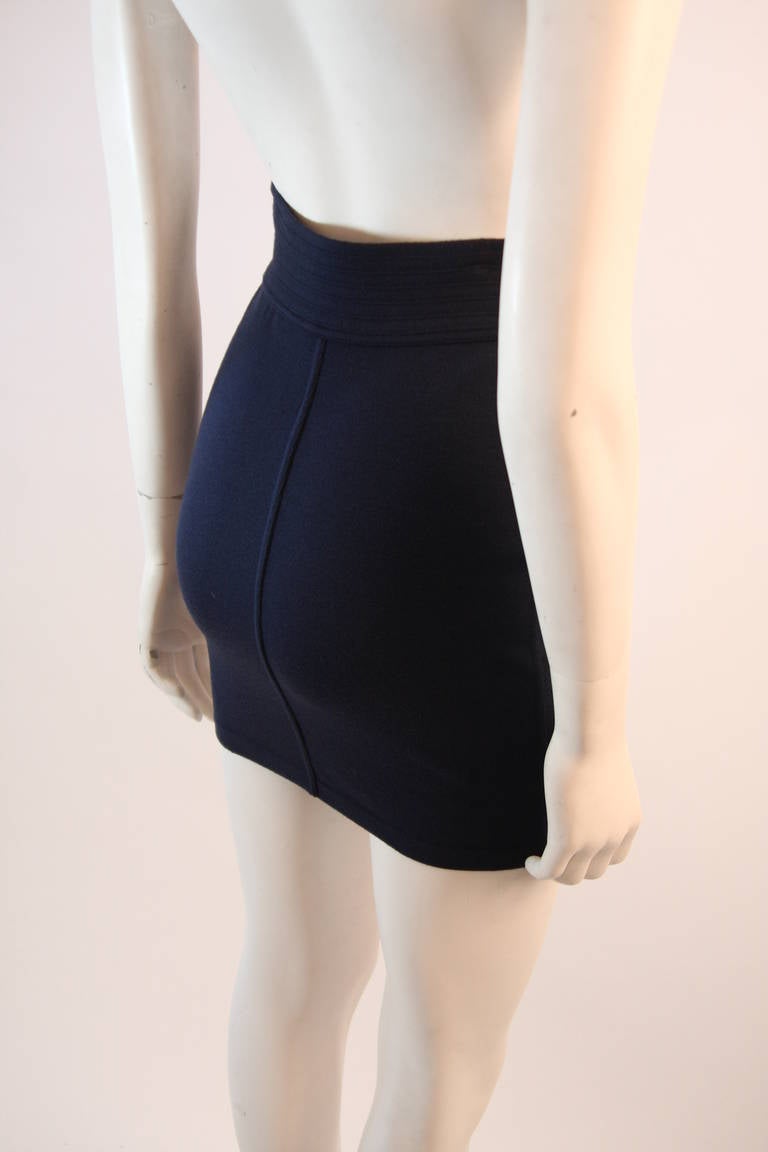 Alaia Classic Navy Stretch Mini Skirt Size M 3