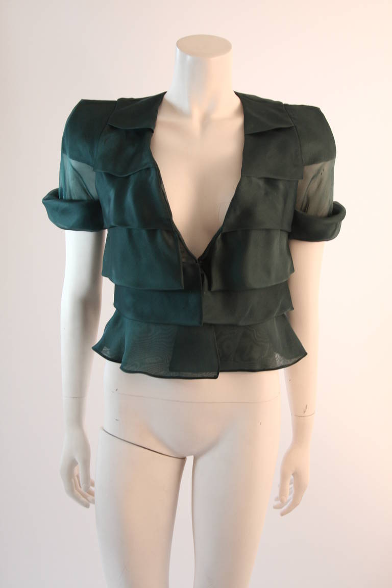 Giorgio Armani Forest Green Silk Organza Jacket
