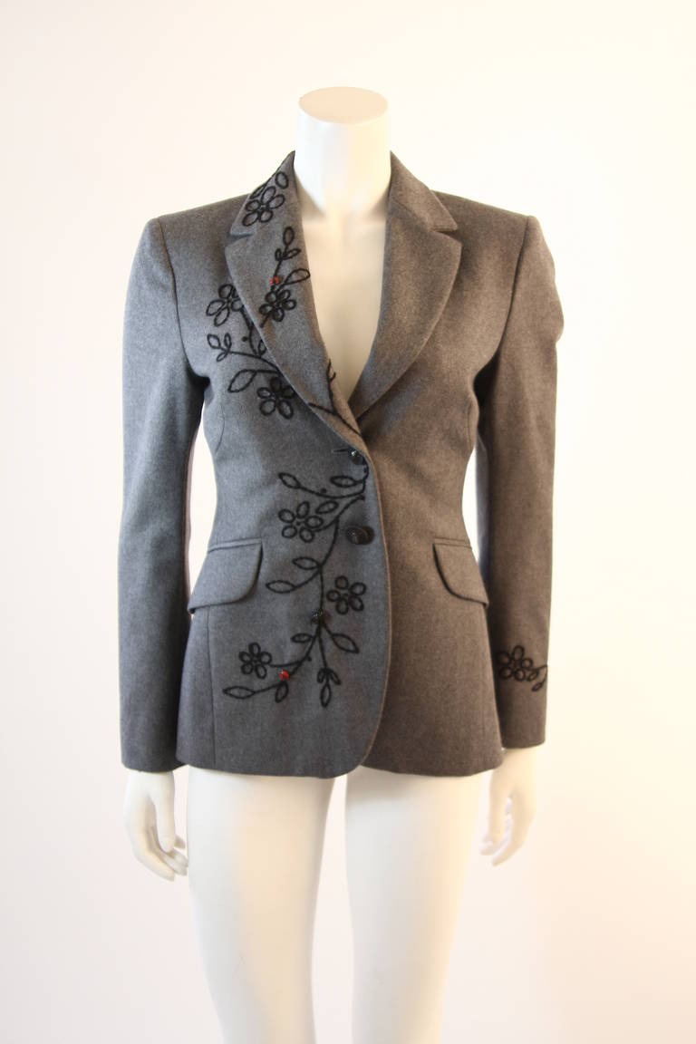 Women's Moschino Cheap and Chic Wool Skirt Suit with Lady Bug Floral Motif  Size 4 For Sale