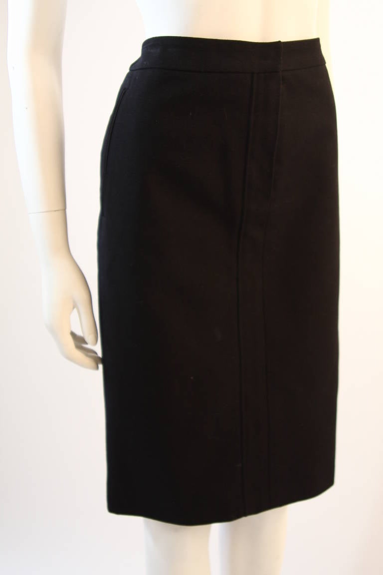 Women's Yves Saint Laurent A-Line Black Denim Twill Skirt Size 42