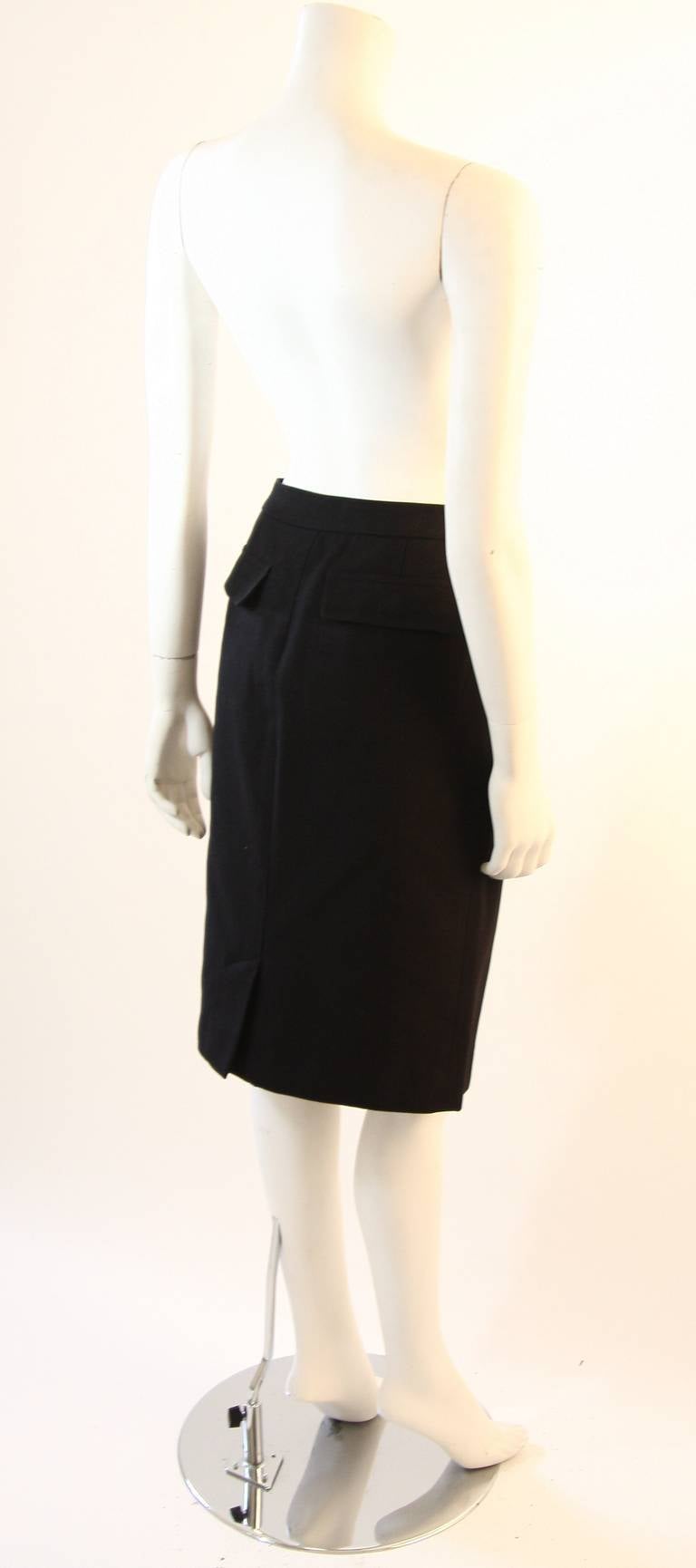 Yves Saint Laurent A-Line Black Denim Twill Skirt Size 42 1