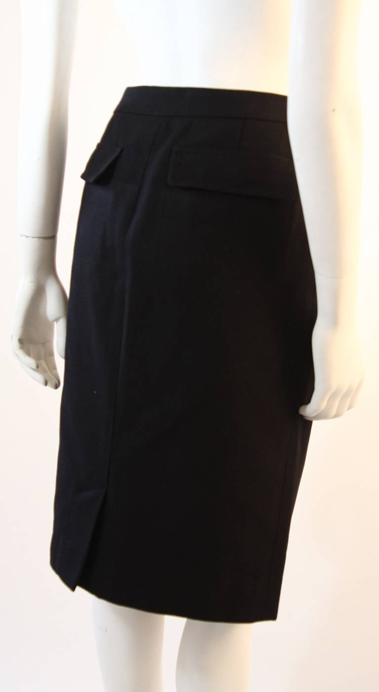Yves Saint Laurent A-Line Black Denim Twill Skirt Size 42 2