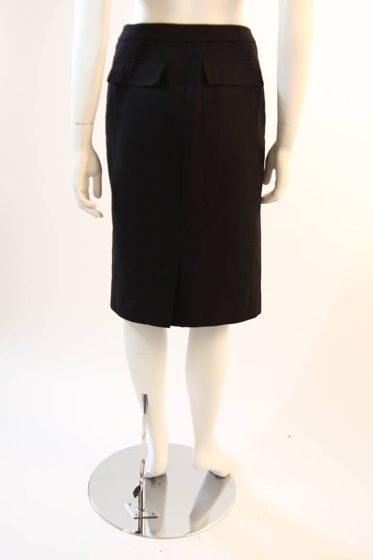 Yves Saint Laurent A-Line Black Denim Twill Skirt Size 42 3