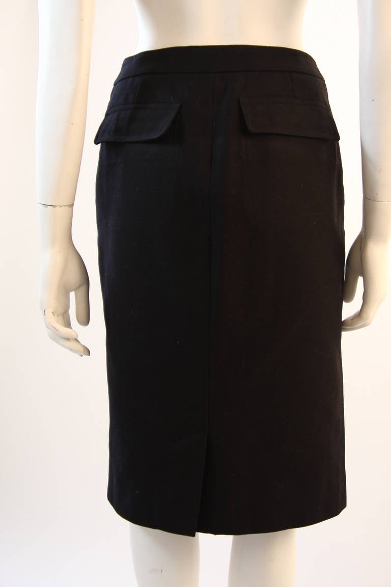 Yves Saint Laurent A-Line Black Denim Twill Skirt Size 42 4