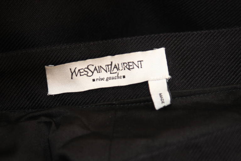 Yves Saint Laurent A-Line Black Denim Twill Skirt Size 42 5