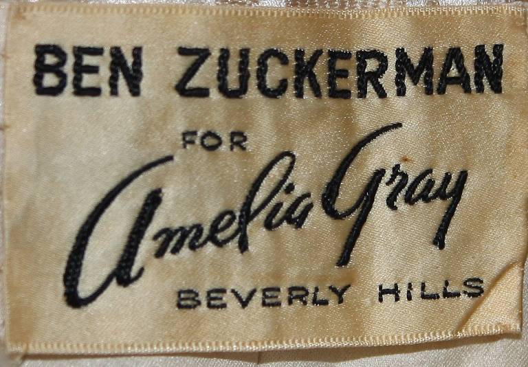 Ben Zuckerman Two Piece Cream with Silver Brocade Coat & Gown For Sale 2