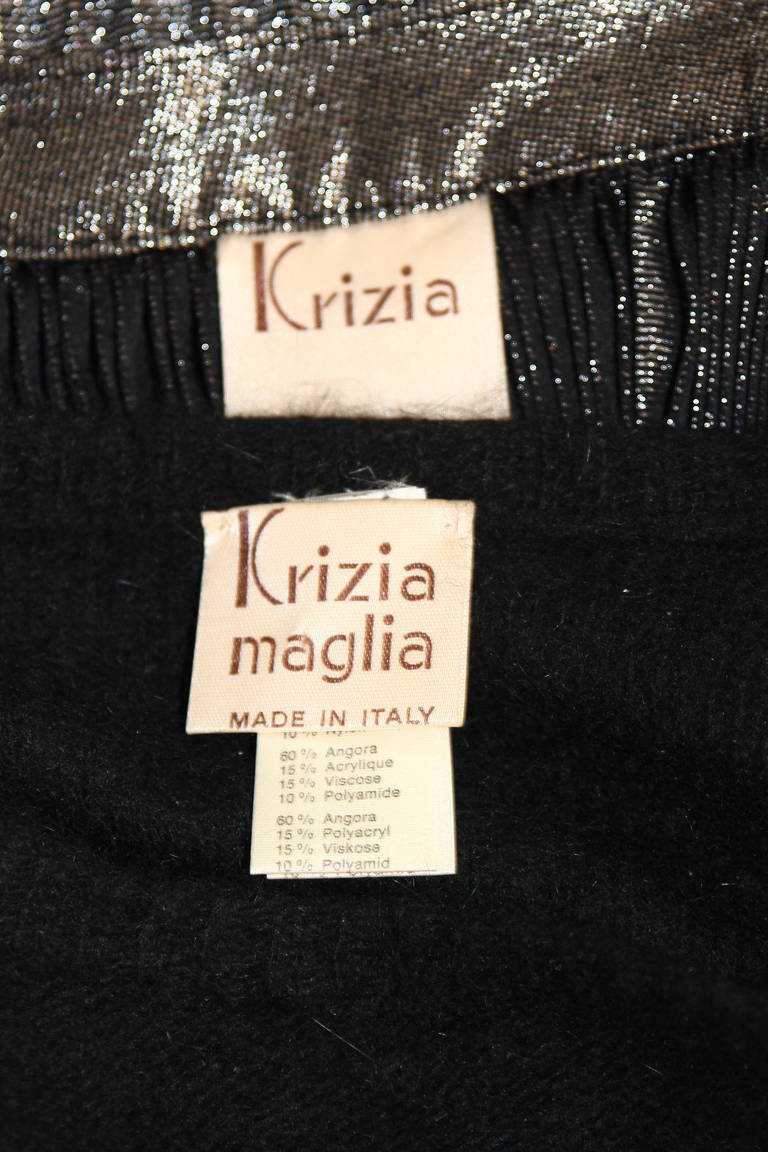 Krizia Maglia Angora Sweater with Lace Inset and Metallic Skirt For Sale 3