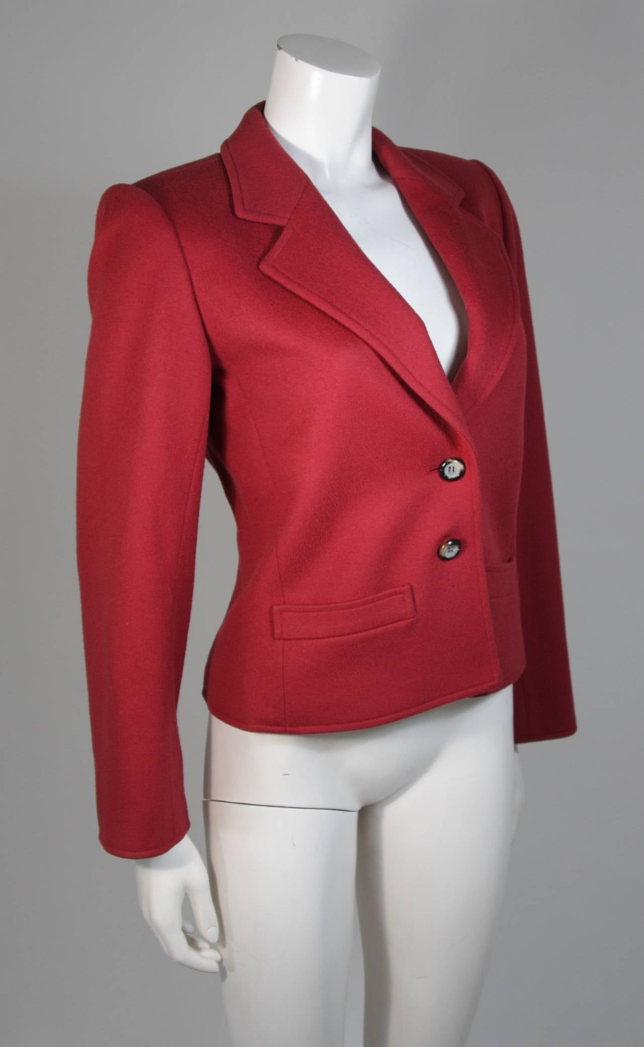 Yves Saint Laurent Burgundy Wool Jacket Size 38 In Excellent Condition In Los Angeles, CA