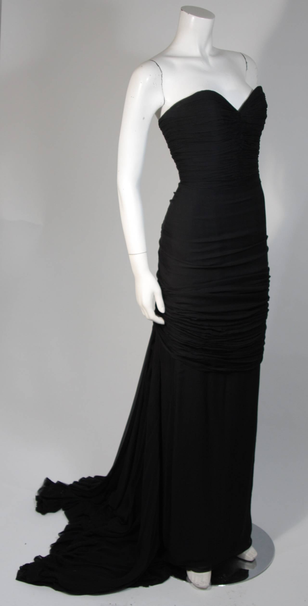 Black ELIZABETH MASON COUTURE Silk Chiffon Gown Made to Order  For Sale